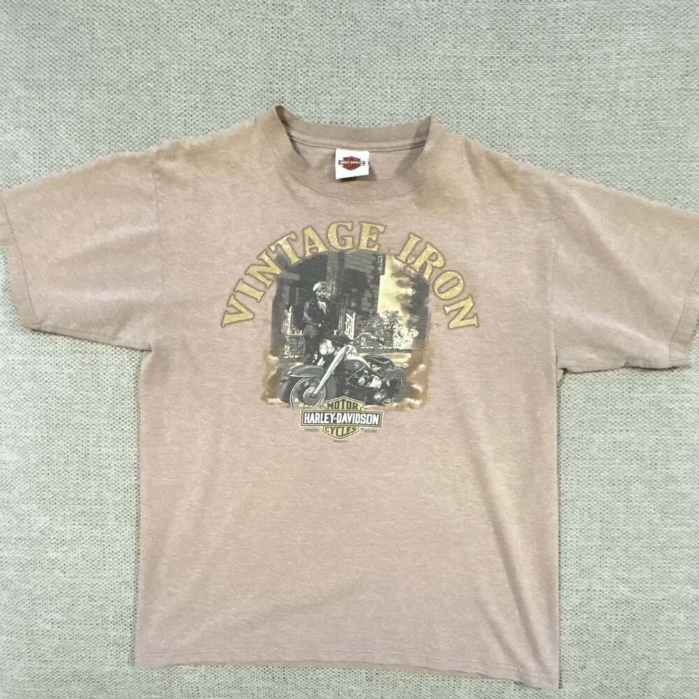 Vintage Harley-Davidson Vintage Iron Sioux Falls, SD Graphic T-Shirt Tan Large